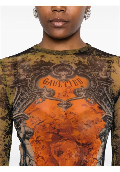 abito lungo mesh printed médaillon donna multicolor JEAN PAUL GAULTIER | 25/03-W-DR023-M006P004115